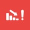 Vector icon concept of sales bar graph arrow moving down with ex