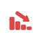 Vector icon concept of sales bar graph moving down. Colored and color outlines