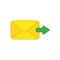 Vector icon concept of send message or email with envelope and arrow moving right