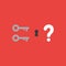 Vector icon concept of two keys, keyhole and question mark on re