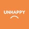 Vector icon concept of unhappy word with sulking mouth on orange