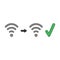 Vector icon concept of wifi symbol signal increase with check mark