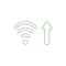 Vector icon concept of wifi wireless symbol with arrow moving up symbolizing high-speed internet connection