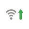 Vector icon concept of wifi wireless symbol with arrow moving up symbolizing high-speed internet connection