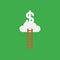 Vector icon concept of wooden ladder, cloud and dollar on red ba
