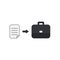 Vector icon concept of written paper into briefcase. Black outlines and colored