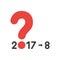 Vector icon concept of year of 2017 with question mark and number 8