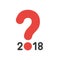 Vector icon concept of year of 2018 with question mark