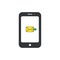 Vector icon concept of yellow closed envelope incoming mail inside smartphone