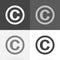 Vector icon copyright. Set of copyright icon on white-grey-bl