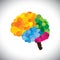 Vector icon of creative, brilliant & colorful painted brain