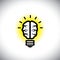 Vector icon of creative, inventive brain as idea light bulb