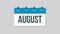 Vector icon day calendar, summer month August