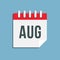 Vector icon day calendar, summer month August