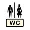 Vector icon denoting man and woman, symbol. Concept. Bathroom. WC, toilet. Illustration isolated on a light background.