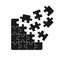 Vector icon of folded and disintegrating jigsaw puzzles on a white background. The puzzle