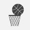 Vector icon game of basketball. The ball flies into the basket