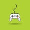 Vector icon of game joystick to play station on green background