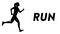 Vector icon of a girl running with a text headline. Black silhouette of a sportive girl