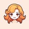 Vector icon of a girl with vibrant orange hair and captivating brown eyes in a modern flat design