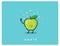 Vector icon of green apple, fruit funny cartoon character