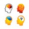 Vector icon of head with creative ingenious brains