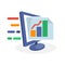 Vector icon illustration with digital media concepts about business and investment report information