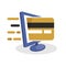 Vector icon illustration with digital media concepts about online payment transactions with credit or debit card