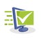 Vector icon illustration with digital media concepts about online verification, online review, online survey