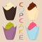 Vector icon illustration logo for whole berry cupcake, sweet homemade bakery