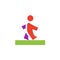 Vector icon or illustration showing walking human in material design style