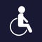 Vector icon illustration Wheelchair icon. Vector white icon on d