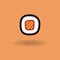 Vector icon japanese fresh roll with salmon on colored background