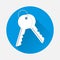 Vector icon keys on blue background. Flat image symbol key with