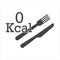 Vector icon knife and fork zero calories on white isolated background