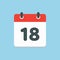 Vector icon list calendar day, date number 18