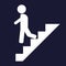 Vector icon of a man goes down the stairs, on career ladder