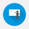 Vector Icon man near the blackboard. Teacher on a blue background a flat image with a long shadow. Layers grouped for easy