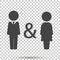 Vector icon of man and woman. Family symbol of proximity, suppor
