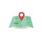 Vector icon. Map of the city. Point on the map. Pin and GPS navigator. Flat style