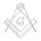 Vector icon with Masonic Square and Compasses