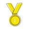 Vector icon medal. Medal of Courage, Congratulation, First Place cartoon style on white isolated background