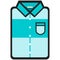 Vector Icon of a modern blue shirt with big stripe for men or woman in flat style. Pixel perfect. Bussiness and office look.