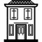 Vector Icon of a modern italian house near water in line art style. Pixel perfect. Travel and tourism,