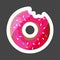 Vector icon of a multicolored donut covered with icing. A glazed