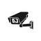 Vector icon of an outdoor video surveillance camera. Video systems and communications. Visual control
