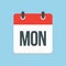 Vector icon page calendar, day of the week Monday