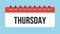 Vector icon page calendar, day of week Thursday