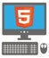 Vector icon of personal computer with html5 sign on the screen,