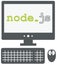 Vector icon of personal computer with node js title on the scree